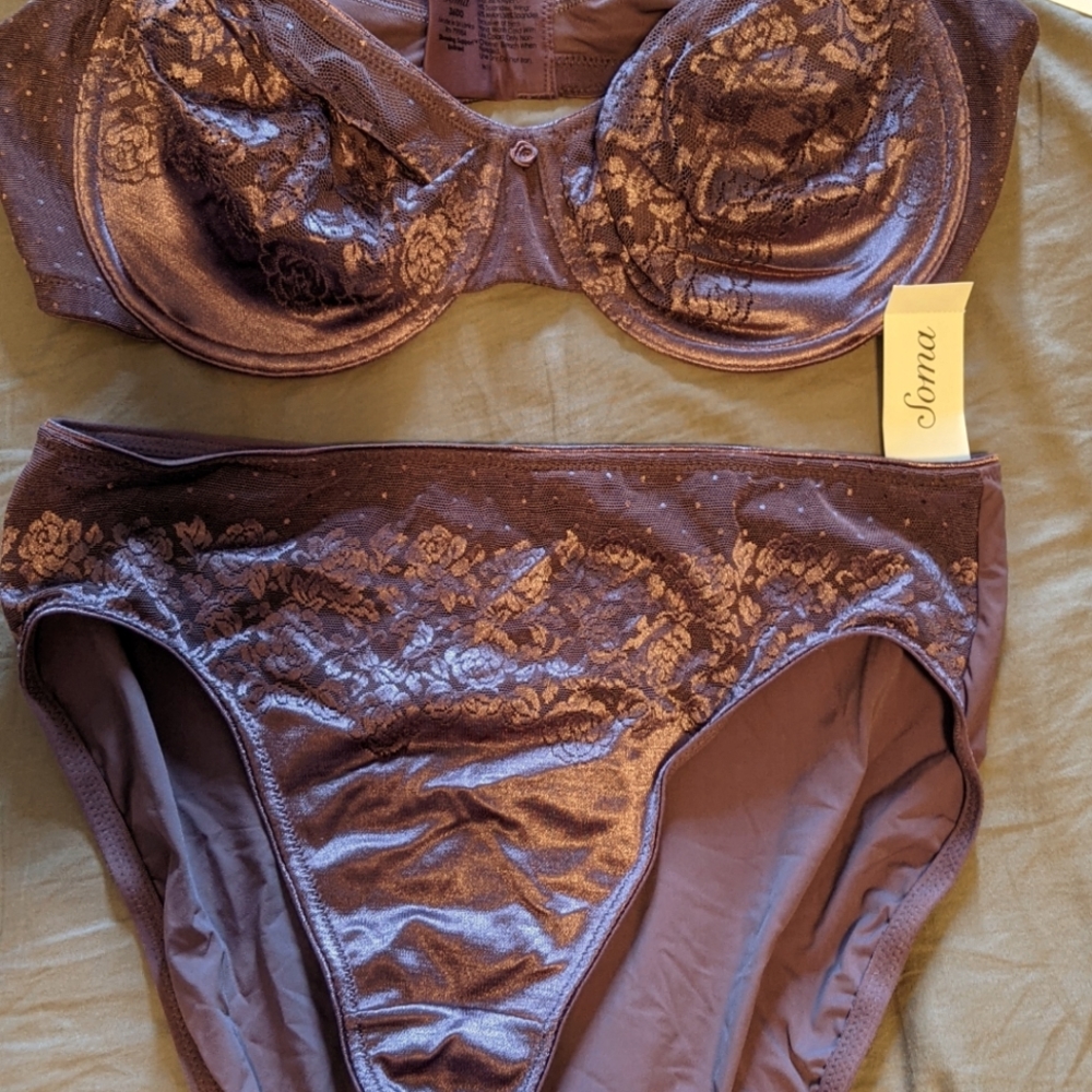Soma bra 36 DD and underwear L lilac set NEW